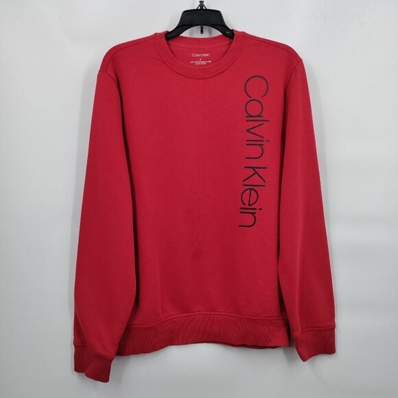 Calvin Klein Side Logo Crewneck Relaxed Fit Pullover Sweater Medium Women Red - Picture 1 of 12